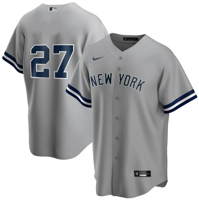 Men's New York Yankees #27 Giancarlo Stanton Grey Cool Base Stitched Baseball Jersey Men's New York Yankees #27 Giancarlo Stanton Grey Cool Base Stitched Baseball Jersey